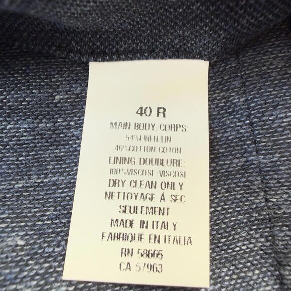 Unstructured Linen Jersey Sport Coat, Navy Blue Melange - Size 40R - Picture 7 of 9